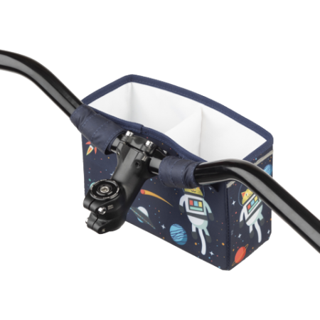 MSW Kids Handlebar Bag - Space Kitty - Top down view of bag mounted on handlebars